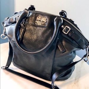 COACH Madison Lindsay Black Leather Satchel